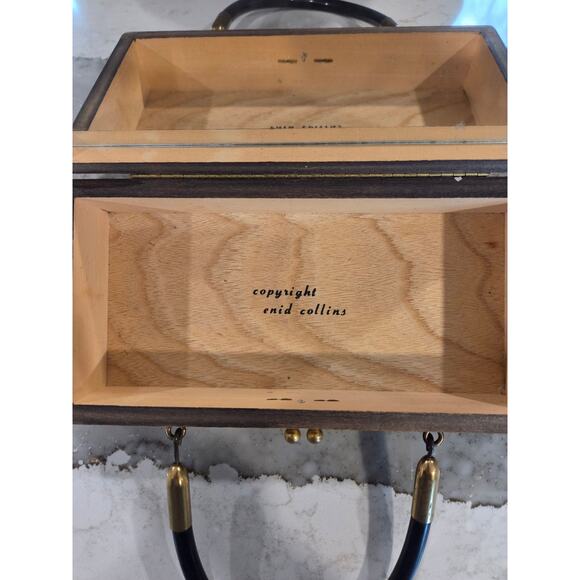 Vintage 1967 Enid Collins of Texas Signed Wooden "Night Owl" Box Bag with Box - Picture 8 of 11
